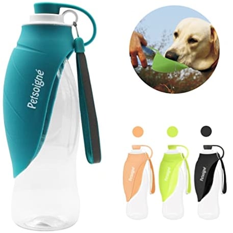 Petsoigné Bouteille Eau pour Chien Portable Gourde Chien Voyage en Silicone pour Extérieure (Bleu)