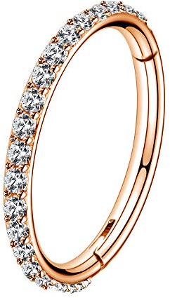 OUFER 16G Rostfreier Stahl Knorpel Ohrringe Fünf Petal Clear CZ Blume Tragus Helix Earrings Knorpel Ohrstecker rosegold-20G-10mm