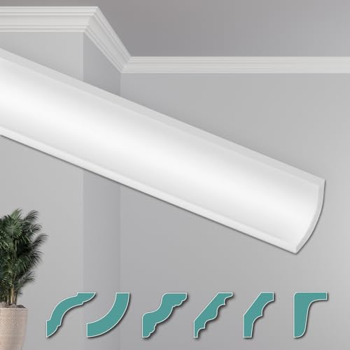 HEXIMO Corniches de Plafond Modernes en Polystyrène XPS Blanc, 2 Mètres Moulures en Polystyrène Moulures Décoratives Angles (20 mètres ZG19)