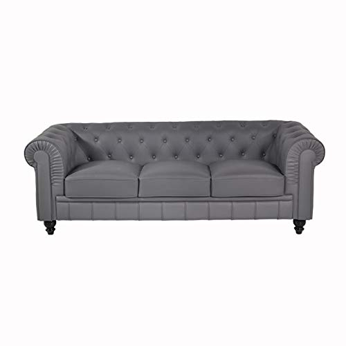 jvmoebel Couch Grau Chesterfield Büro Sofa Emfpangs Couchen Leder Textil Neu