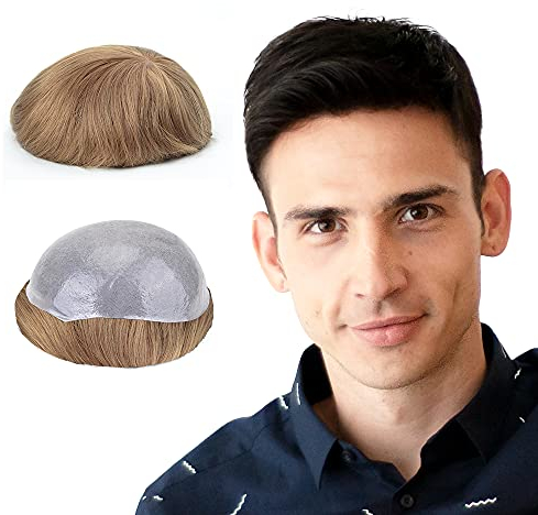 Lordhair Perücke Männer,Realität Toupet,0,06 mm Alle V-Looped Dünnes,Haarfreestyle,Natürlich eng anliegend-130% Mittlere Dichte