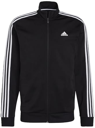 adidas Uomo Essentials Warm-Up 3-Stripes Track Jacket, Black / White, XL