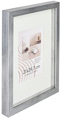 KM Foto 3D Objektrahmen Holz Bilderrahmen Shirt Trikot Rahmen Collage Wanddeko Poster S220: Farbe: Silber-Antik | Format: 50x70