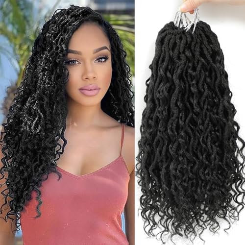 SOKU Goddess Crochet Cheveux Pré-bouclés Rivière Faux Locs Tresses Ondulées Avec Extrémités De Cheveux Bouclés - 5 Paquets 35cm Doux Bouncy Dreadlocks Crochet Tresses Extension De Cheveux Synthétiques