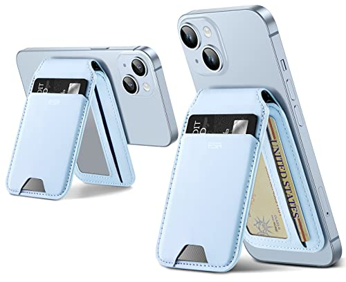 ESR für MagSafe Wallet(HaloLock), Kompatibel mit Magsafe kartenhalter, für iPhone Wallet mit Ständer, für iPhone 16/15/14/13/12-Serie, Nicht für 13/12 Mini, 3 Kartenhalter, Veganes Leder, Blau