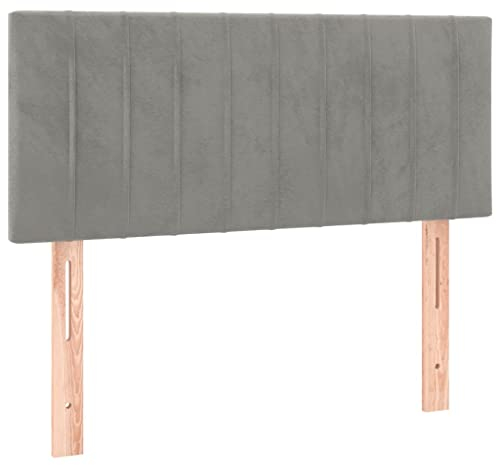 vidaXL Kopfteil, Bettkopfteil mit Holzbeinen, Höhenverstellbar Polsterkopfteil für Bett, Betthaupt Bettzubehör Schlafzimmer, Hellgrau 100x5x78/88cm Samt