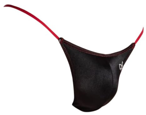 Daniel Alexander Herren Sexy Tanga durchsichtig G-Strings Glänzend Bulge Pouch Höschen Rückenfrei Bikini Jockstrap Unterwäsche, Schwarz, Medium