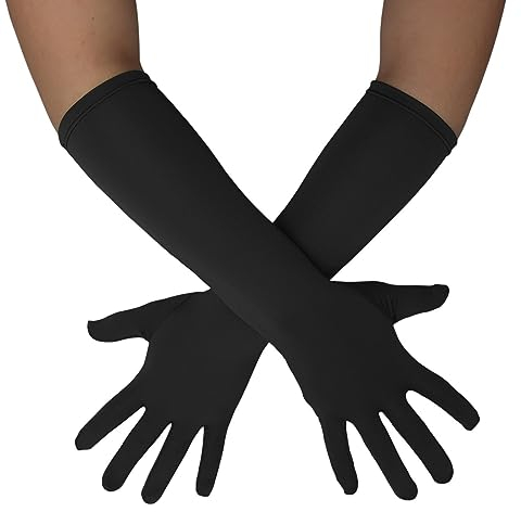 Sheface Handschuhe für Damen und Herren, 38,1 cm lang, Spandex, für Bankett, Party, Hochzeit, dehnbare Kostüme, Schwarz, Einheitsgröße