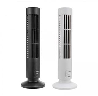 HomeVibe) USB Vertical Bladeless Fan Mini Air Conditioner Fan Desk Cooling Tower Fan UK (White)