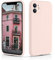 CALOOP Slim-Fit for iPhone 11 Case,Skin Soft Liquid Silicone,Sturdy Hard Frame Shockproof Cover with Anti-Scratch Microfiber Lining,Full Protection for Screen and Lens,6.1 inch(Chalk Pink)