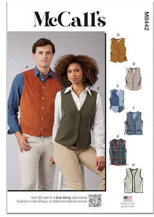 McCall's Schnittmuster M8442 gefütterte Weste für Damen und Herren