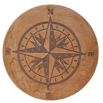 TUKI TUKI Rosa dei Venti in Legno Quadro in Legno, Arte Nautica, Decorazione Nautica, Regalo per Gli Amanti della Vela (35CM)