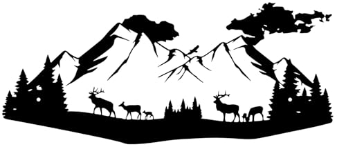 ESTART Bergwanddekoration, Wald, Hirsch, Metall, Wandkunst, Wald, rustikale Tierjagd-Dekoration für Wohnzimmer, Schlafzimmer, Badezimmer, Kabine, Wanddekoration, 40 x 16 cm (Hirschwald)