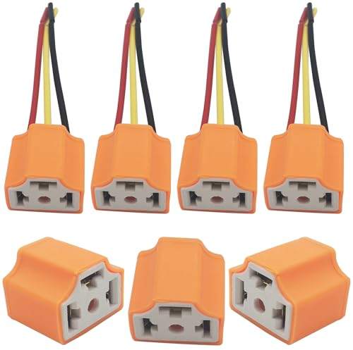 Scheinwerfer Fassung H4, CTRICALVER 4 stück Auto Weiblich Steckerleuchte, Orange Nebelscheinwerfer Fassung für Scheinwerfer Verlängerung Glühbirne Kabelbuchse Adapter Kabelbaum