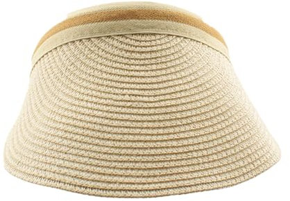 Carnavalife Visera Pamela Verano Mujer vacio ala Ancha Grande protección Solar UV UPF50+ (FR/ES, Letras, Talla única, Beige*1)