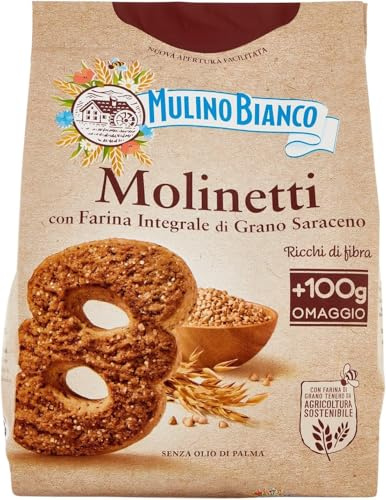 Mulino Bianco Biscotti Frollini Molinetti con Farina Integrale di Grano Saraceno, Colazione Ricca di Gusto, 800 g (Confezione da 3)