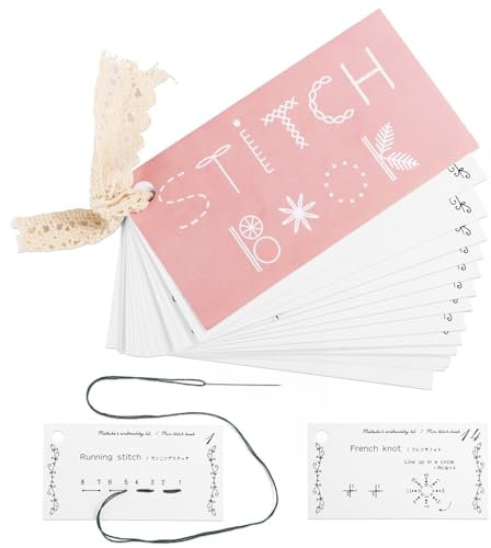 Kreativ Mini Nähbuch, Stick Nähbuch Stick Stichbuch Mini Nähstichkarten Deckt Verschiedene Nähtechniken ab Geeignet für Anfänger Nähbegeisterte