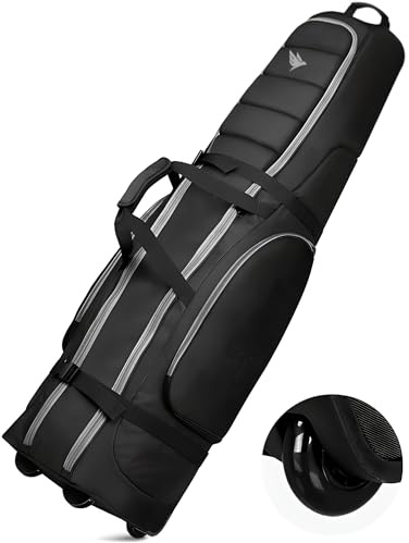 SWIFTEE Borsa da viaggio imbottita per attrezzatura da golf, in tessuto Oxford 900D, impermeabile e resistente all'usura, tasche extra grandi per accessori da golf e scarpe da golf (nero)