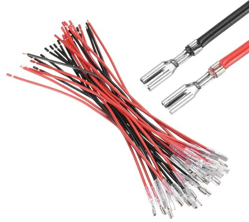 sourcing map 30 terminales de crimpado de pala hembra con funda aislante de 2,8 mm, kit surtido de conectores rápidos de pala hembra con cables de 20 cm, cubierta ignífuga