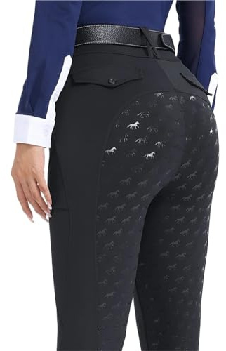 GMGQJST Pantalones de equitación Pantalones De Equitación De Silicona con Asiento Completo, Mallas Y Leggings For Montar A Caballo, Ropa Ecuestre For Mujer(Black,XL)