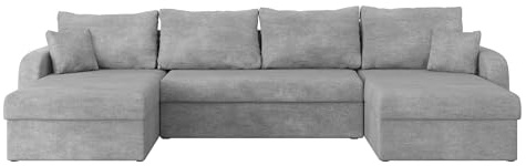 Mirjan24 Ecksofa Kristofer U, Design Eckcouch Couch mit Schlaffunktion, DREI Bettkasten, Wohnlandschaft, Bettfunktion, U-Form Sofa, Seite Universal, Farbauswahl (Lumo 65)