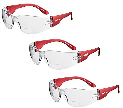 voltX 3 x GRAFTER’ Lentes de lectura de seguridad industrial bifocales, Certificado CE EN166F / Gafas de Ciclismo (TRANSPARENTES dioptría +2.5) – Safety Reading Glasses