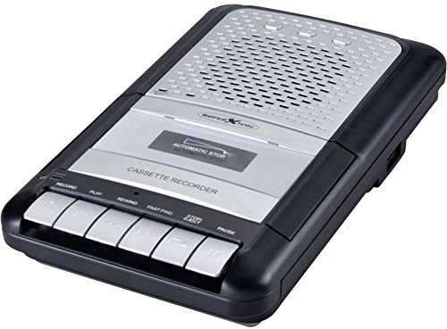 Reflexion, CCR8012 Kassettenrecorder Retro, UKW / MW Radio, tragbar, eingebautes Mikrofon und Lautsprecher, Diktiergerät USB, AUX-In, Kopfhöreranschluss, Mikrofon mit Standfuß, Schwarz, Silber