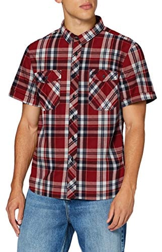 Brandit Roadstar Shirt Homme Chemise, Rouge/Noir/Blanc, L
