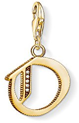 Thomas Sabo Women Charm Pendant Letter A-Z Charm Club 18k Yellow Gold Plating 925 Sterling Silver, Letter O