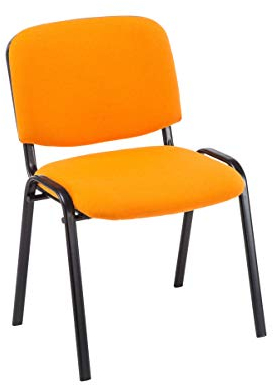 CLP Stapelbarer Besucherstuhl Ken Stoff I Komfortable Polsterung Mit Metallgestell Und Rückenlehne I Stabil, Für Wartezimmer Und Konferenz-Raum, Farbe:orange
