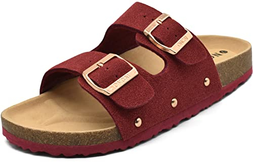 ONCAI Chaussure Daim Sandale Mule Femme Plateforme Pantoufles en liège,Rouge,42 EU