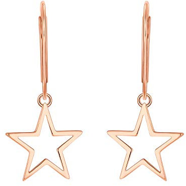 JO WISDOM Damen Ohrhänger Stern Silber 925, Ohrringe Hängende mit rosévergoldet Schmuck für Frauen,Schmuck für Frauen