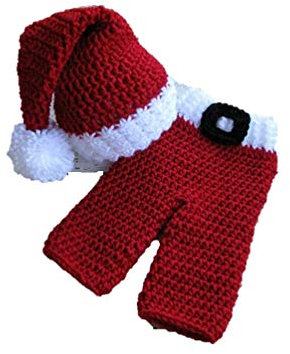 Baby Santa (Pants & hat) Newborn Baby Girl/Boy Crochet Knit Costume Photography Prop Outfits Red