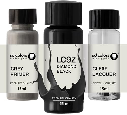 SD COLORS Black Magic LC9Z C9Z Z4 Ausbesserungslack, 15 ML, Reparatur-Pinsel, Farbcode LC9Z C9Z Z4 Black Magic (Farbe+Grundierung+Lack)