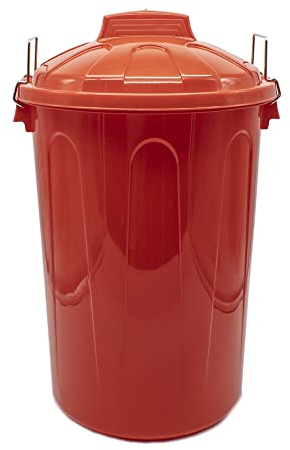 CABLEPELADO Cubo de Basura con tapa, Cubo basura Industrial, Cubo basura Plástico con asas metálicas, Contenedor residuos, 78 cm alto x 48.5 cm Diámetro superior, Capacidad 100 Litros, Rojo