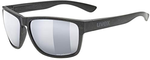 uvex LGL ocean P - Sonnenbrille für Damen und Herren - aus Recyclingmaterial - polarisiert - black matt/silver-silver - one size