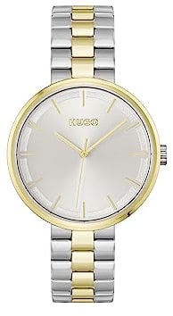 HUGO Analog Quarzuhr für Damen mit Zweifarbiges Edelstahlarmband - 1540101