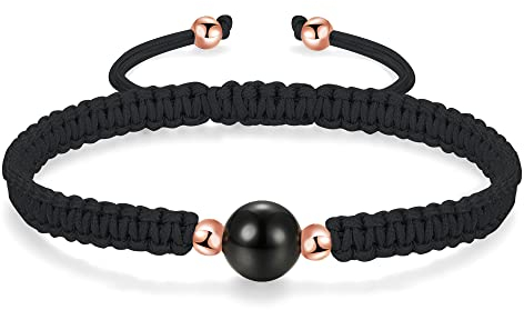 JENDEAR SHINE Achat Geflochtenes Armband, Verstellbares Handgefertigtes Seil Armband für Frauen Mädchen, Geburtstagsgeschenk für Freundschaftspaare, Energie Yoga Heilstein Rot Schwarz