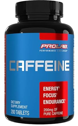 ProLab Caffeine Tablets 200mg - 200ct | Energy Support, Helps Enhance Endurance & Mental Focus, Reduce Fatigue, Pre-Workout, Extra Strength