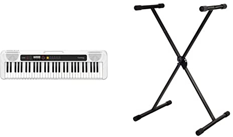 Casio CT-S200WE CASIOTONE Keyboard mit 61 Standardtasten und Begleitautomatik, weiß & FX F900520 Keyboardständer
