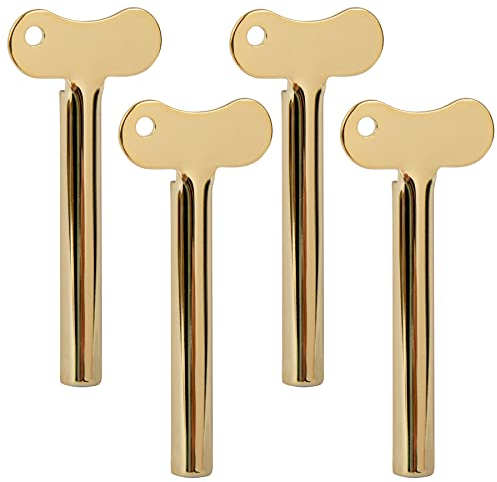 Azure Zone, Set of 4 Stainless Steel Gold Toothpaste Tube Squeezer Dispenser Metal Roller Key