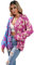 HEYPORK Damen Herbst Winter Warm Bequem Jacke Casual Mode übergangsjacke Mantel Frauen Pullover Leopardenmuster Patchwork Strickjacke Knopfleiste Strickpullover(Lila, S)