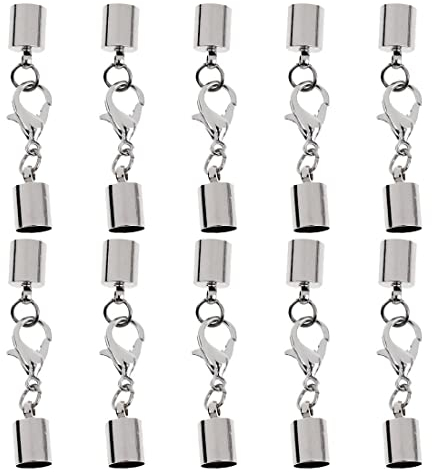 IUDWCG 10 Pcs Chiusura aragosta in acciaio inossidabile, catena con cinturino in pelle, creazione di gioielli, chiusura per bracciale a catena, cinturino in pelle, gioielli, fai da te