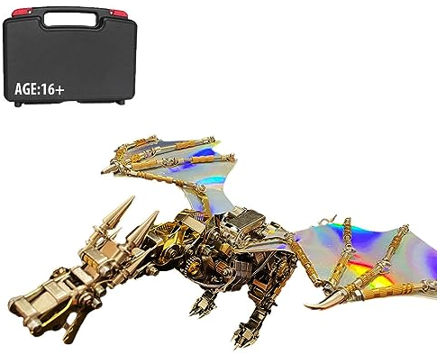 Peiro 3D Metall Puzzle, Mechanischer Drache Metall 3D Puzzle Modellbausatz, 600 Teile Drache Puzzle Kit,3D Puzzle Set Metall Modell Spielzeug Set für Erwachsene und Kinder