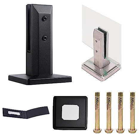 PDKJNID Support De Sol De Robinets Robustes, Pince en Verre De Robinet De 10-14mm, Balcon De ClôTure De Piscine De Jardin De Maison, pour Balcon De ClôTure De Piscine De Jardin,Noir,200mm