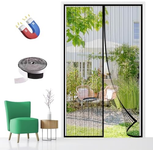 Zanzariera Magnetica per Porte, Rete Fine Tenda con Magnetico, Impedendo agli Insetti di entrare, Facile da Installare, per Finestre Porte-Black-A||70x200cm(27x78inch)