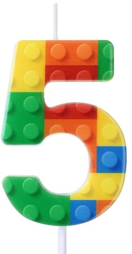 Rossesay Building Block Number 0-9 Birthday Cake Candle Numeral Birthday Sparkler Candles for Building Block Cake Topper for Party Decorations Supplies(Number 5)
