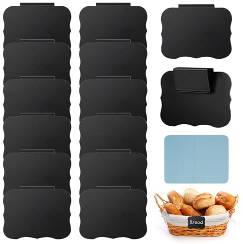 LELE LIFE 14 Pack Storage Bin Labels - Clip-On, Reusable & Removable Tags, Chalkboard Labels for for Organizing Bins, Cubes, Baskets (Black)