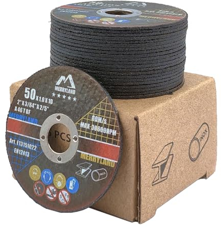 Merryland Dischi da Taglio 50mm Ferro Metallo Acciaio INOX per Smerigliatrice Angolare, 50 X 1,0 X 10 mm Disco Flessibili 25 Pezzi, Esperto-line E13151022-25