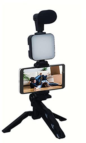 Sirseon Kit Video con Fotocamera per Smartphone, Kit vlogging Video per Smartphone,Kit Video per Smartphone - Kit Vlogger Porta Telefono treppiede con Luce LED per vlogging, Registrazione e Streaming